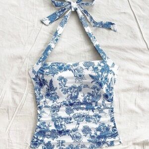 SHEIN Blue and White Floral Camisole